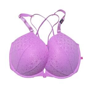 Victoria's Secret Sexy Tee Strappy Push-Up Bra Front Close Orchid Pink 34DDD